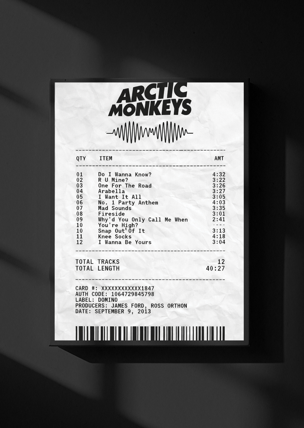 MUSIC RECEIPT - AM INSPIRED